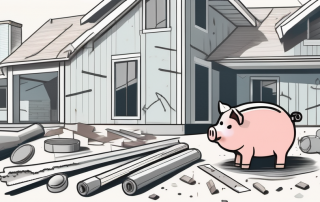 A house under construction with various tools and materials scattered around