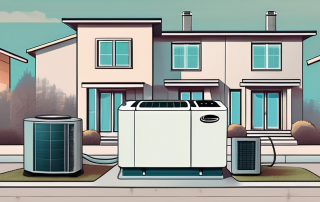 A heat pump system with various tools around it