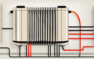A wärmepumpe (heat pump) connected to a heizkörper (radiator)
