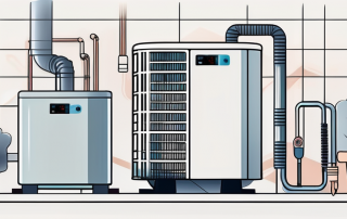 A heat pump being serviced