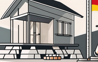 A house under construction with a german flag in the background