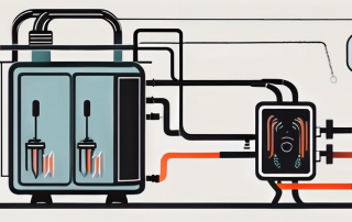 A wärmepumpe (heat pump) with arrows indicating the flow of heat from outside to inside