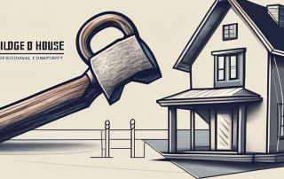 A scale balancing a house key (representing buying) on one side and a hammer and blueprint (representing building) on the other side