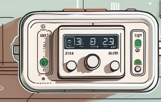 A child-safe thermostat surrounded by safety features like a protective casing and lock mechanism