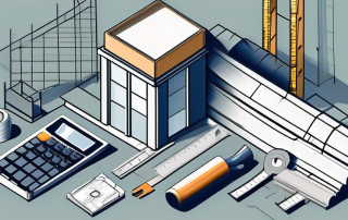 A construction site with various building materials