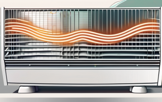 A 35 db heat pump with sound waves emanating from it