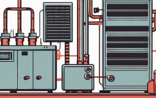 A heating system being serviced