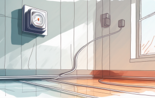 A thermostat attached to a wall