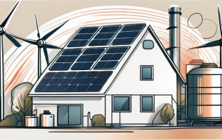 A modern heating system integrated with various renewable energy sources like solar panels