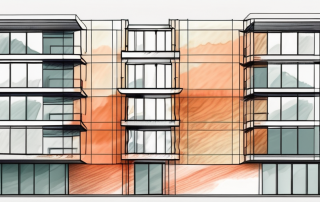 A building with visible insulation layers and a temperature scale