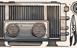 A stuck radiator thermostat with visible internal mechanisms