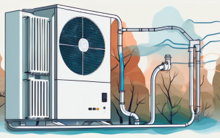 A luft-wasser-wärmepumpe (air-water heat pump) with visible energy flow to show electricity consumption