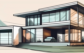 A modern turnkey house with a measuring tape around it