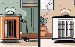 An old gas heater being replaced by a new