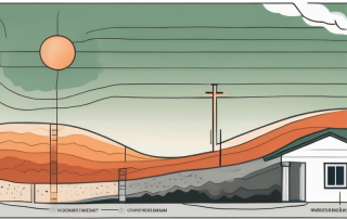 A cross-section of the earth showing the geothermal heat process