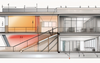 A cross-section of a building structure highlighting different materials