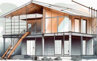 A house mid-renovation with scaffolding