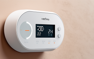 A netatmo thermostat displaying different temperature settings