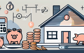 A cozy home surrounded by symbols of finance and tax benefits