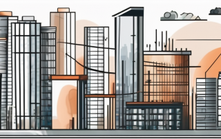 A city skyline with various types of buildings under construction