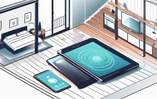 A modern smart home with visible heating systems like smart thermostats