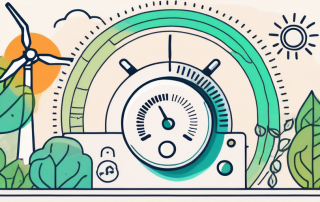 A smart thermostat on a wall