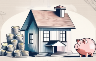 A house under construction with a savings piggy bank and a graduation cap to represent the concept of building savings contract and student loans in germany