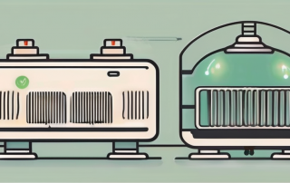 A wärmepumpe (heat pump) and a gasheizung (gas heater) side by side with symbols indicating energy efficiency and environmental impact