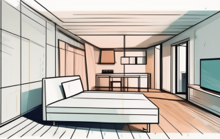 A measuring tape stretched across a stylized