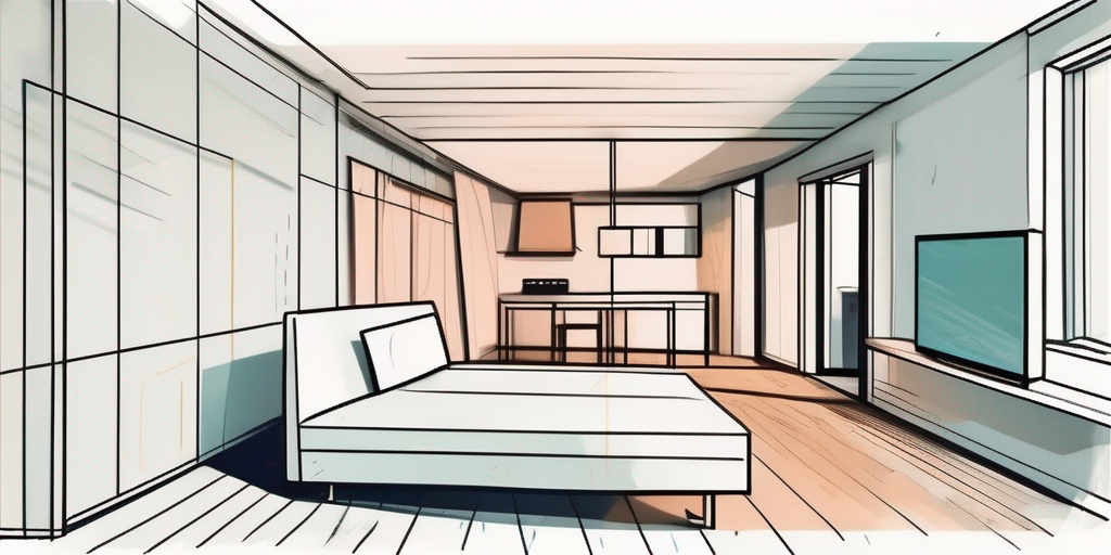 A measuring tape stretched across a stylized