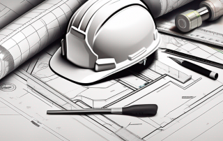 A construction blueprint with a building permit attached to it