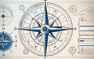 A blueprint with various abstract elements symbolizing different strategies