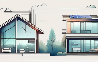 A house with visible energy-saving features such as solar panels