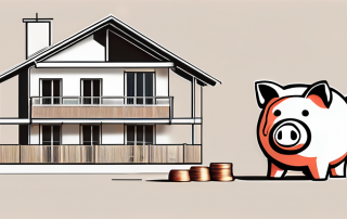 A traditional german house under construction with a piggy bank in the foreground