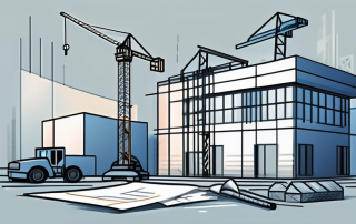 A construction site with various elements like cranes
