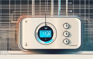 A modern thermostat connected to a heating system