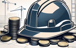 A construction site with a blueprint