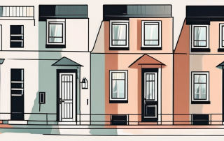 A single-family house with a price tag hanging from the chimney