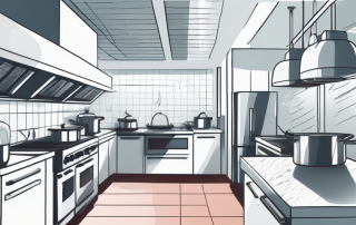 A professional kitchen layout showing various ventilation systems