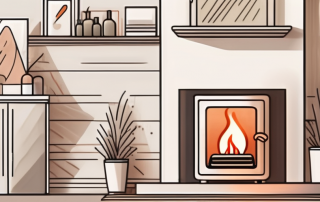 A modern gas heating system with visible flames inside