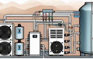 A water-to-water heat pump system with various components labeled