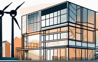 A german building under construction with various energy-efficient technologies like solar panels