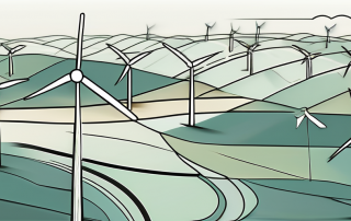 A vast landscape with wind turbines