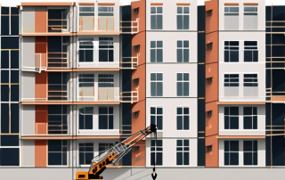 A four-unit residential building under construction