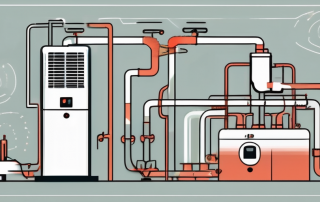 A heat pump system with arrows indicating the process of cooling