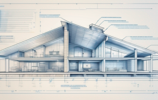 A blueprint featuring various architectural details