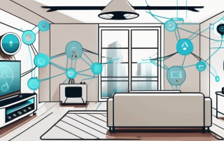 A modern home filled with various smart devices like a smart thermostat