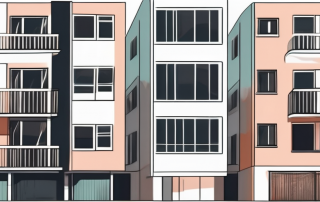 A multi-family house with visible four separate apartments