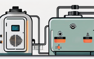 A gas boiler and a heat pump side by side