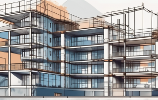 A multi-story apartment building under construction